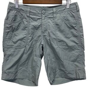 The North Face Womens Size 8 Regular Cargo Shorts Roll Tab Gray Nylon Polyester